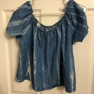 Over the shoulder jean top